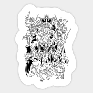 90's hero's black and white Sticker